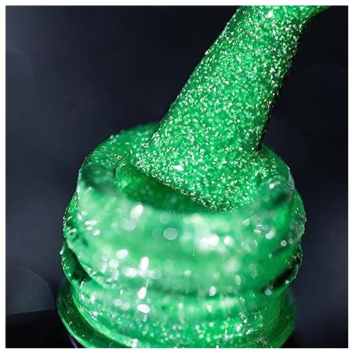 BURANO smalti semipermanenti unghie in gel，7.3ml uv led riflettente glitterato smalto semipermanente per unghie, soak-off olografico nail art gel unghie（neon green sz10）