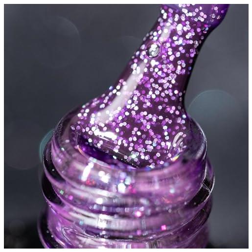 BURANO smalto gel glitterato, led uv gel per unghie shimmer effetto olografico gel da inzuppare richiesto per la polimerizzazione, smalto gel senza trucioli gel (deep purple lp46)
