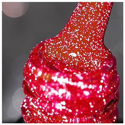 BURANO smalti semipermanenti unghie in gel，7.3ml uv led riflettente glitterato smalto semipermanente per unghie, soak-off olografico nail art gel unghie (deep red sz19)