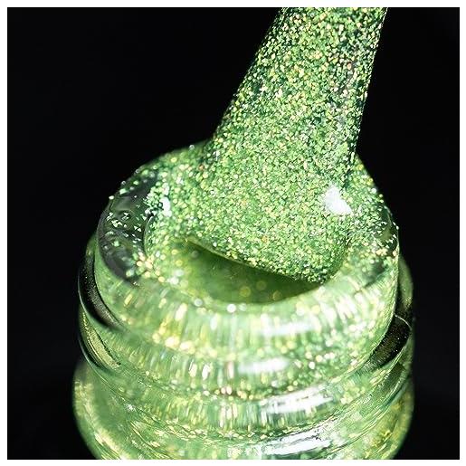 BURANO smalti semipermanenti unghie in gel，7.3ml uv led riflettente glitterato smalto semipermanente per unghie, soak-off olografico nail art gel unghie (green szn8)