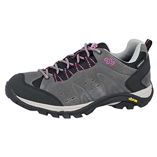 Brütting mount bona low, scarpe da escursionismo donna, grigio nero rosa, 42 eu