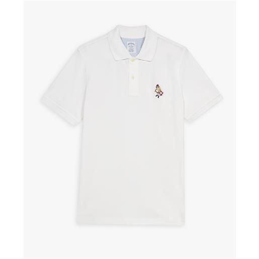Brooks Brothers polo bianca slim fit henry in cotone supima bianco
