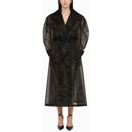 Dolce&Gabbana cappotto nero in misto seta semitrasparente