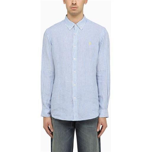 Polo Ralph Lauren camicia oxford custom fit azzurra/bianca in lino