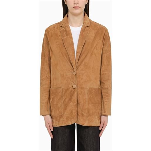 SWD by S.w.o.r.d. giacca monopetto beige in suede