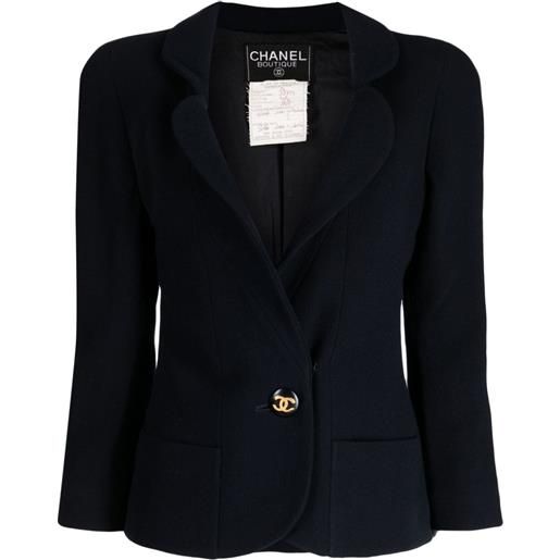 CHANEL Pre-Owned - giacca monopetto anni '90 - donna - lana/seta - taglia unica - blu