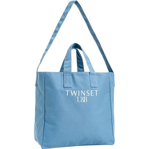 TWINSET borsa shopper in canvas con logo