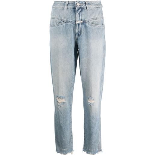 Closed jeans con effetto vissuto pedal pusher - blu