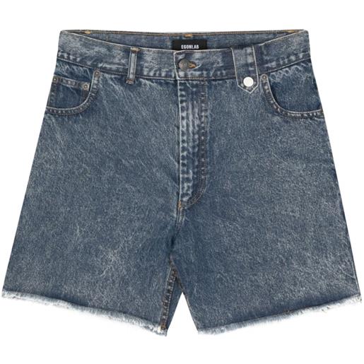 EGONlab. shorts denim con lavaggio acido - blu
