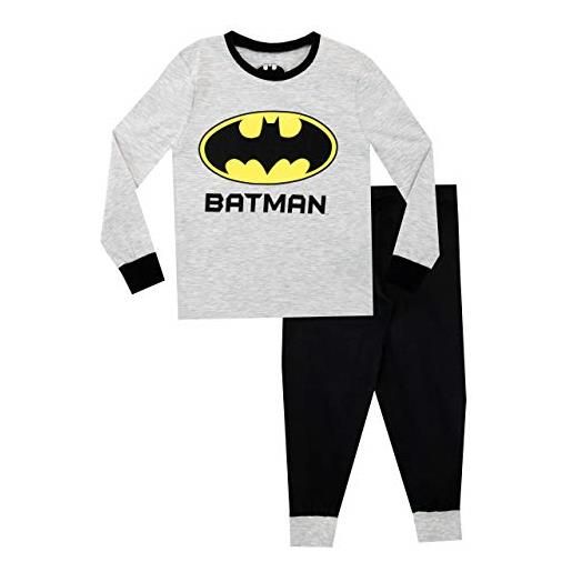 dc comics pigiama a maniche lunghe per ragazzi batman vestibilitta stretta grigio 5-6 anni