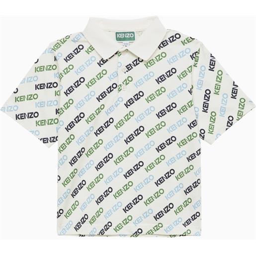 KENZO polo avorio in cotone con logo