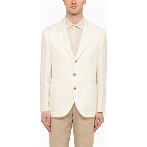 Brunello Cucinelli giacca monopetto bianca in lino