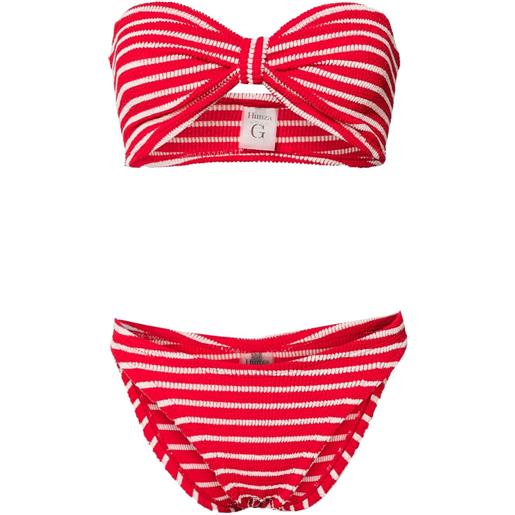 Hunza G set bikini jean a righe - rosso