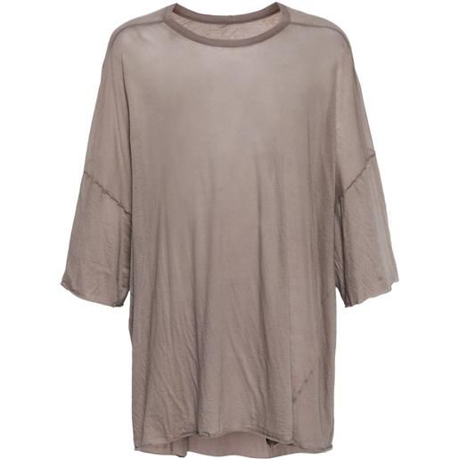 Rick Owens t-shirt con maniche a spalla bassa - grigio