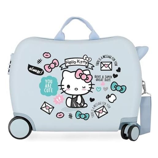 Hello Kitty you are cute valigia per bambini azzurro 50x39x20 cms rigida abs chiusura a combinazione numerica 38l 2,1kgs 4 ruote bagaglio a mano