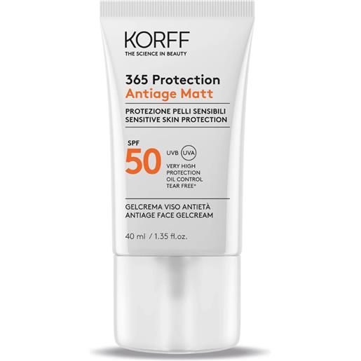 KORFF Srl korff sun 365 protection antiage matt gel crema viso mattificante spf50+ protezione solare molto alta 40ml