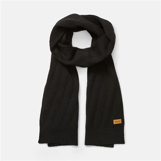 Timberland sciarpa in maglia a trecce gradation da donna in colore nero colore nero