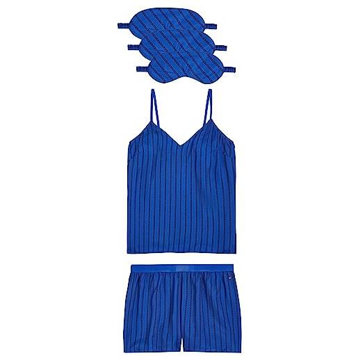 Tommy Hilfiger cami & short facemaskt set uw0uw04947 pacchetti regalo, blu (argyle stripe ultra blue), xs donna