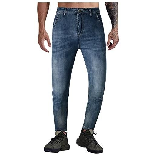 EODJXIO realizzato in cotone jeans uomo regular fit solido con doppia tasca america pantaloni aderenti jeans uomo regular ela