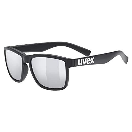 Uvex lgl 39, occhiali da sole unisex, specchiato, indice di filtrazione 3, black matt/silver, one size