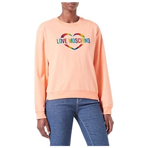 Love Moschino love heart multicolor foil print maglia di tuta, colore: rosa, 48 donna