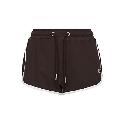 Superdry pantaloncini da corsa maglia di tuta, dark chocolate brown/optic white, 42 donna