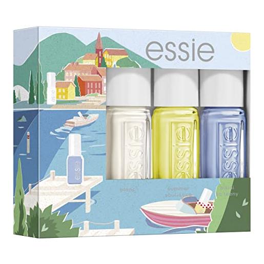 Essie set di smalti per unghie intense, n° 1 bianco n. 219 bikini so teeny, n. 648 summer soul-stice - 15 ml