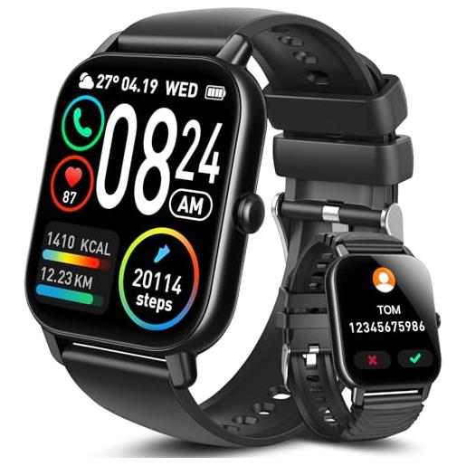 DUSONLAP 2024 smartwatch, (fare e ricevere chiamate), 1,85 smartwatch uomo con cardiofrequenzimetro/sonno, 112 modalità sportive ip68 impermeabile orologio contapassi per android ios