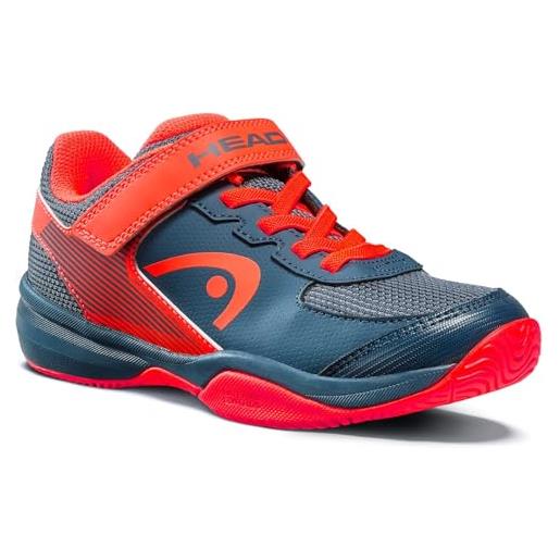 Head scarpe sprint velcro 3.0 kids, tennis unisex bambino, blu navy/rosso fluo, 27.5 eu