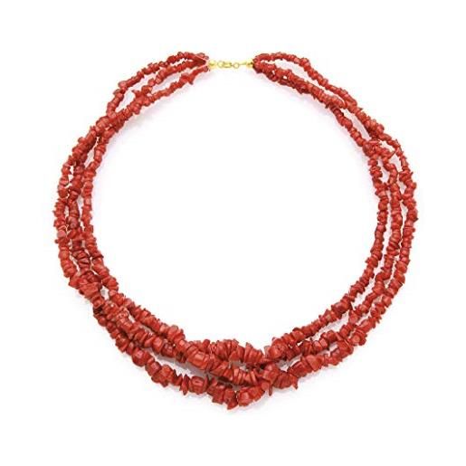 Antonino De Simone set tronchetti in corallo rosso del mediterraneo composto da collana e bracciale, montato in argento 925 (collana, argento dorato 925)