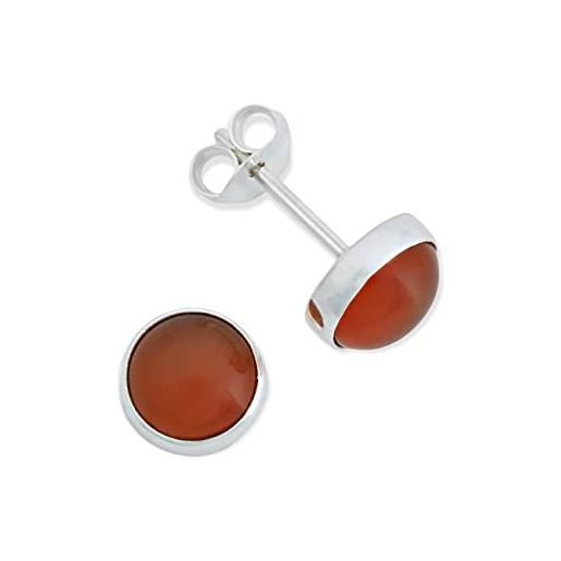 mantraroma orecchini a perno argento 925 con pietre preziose corniola pietra rosso aranciato orecchini in argento sterling da donna in vero argento (mos-042-16)