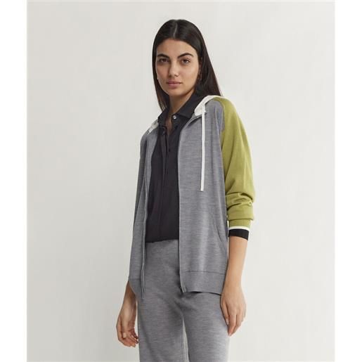 Falconeri felpa zip cashmere color block grigio melange