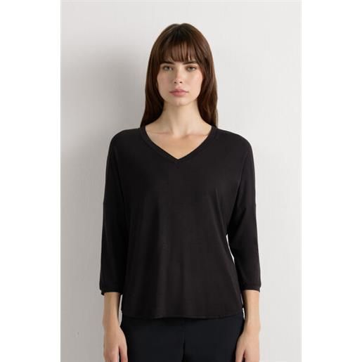 Intimissimi maglia scollo a v in fresh bamboo nero