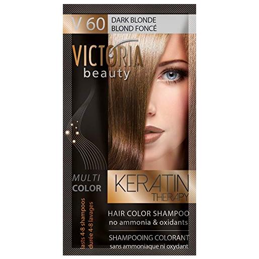 Victoria Beauty 2 x shampoo coloranti - trattamento alla cheratina - senza ammoniaca (biondo scuro)