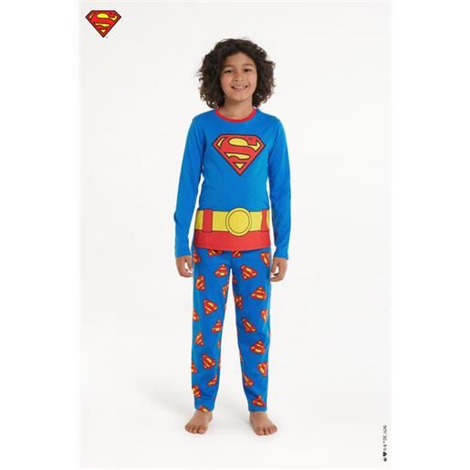 Tezenis pigiama lungo in cotone con stampa superman bimbo bambino blu