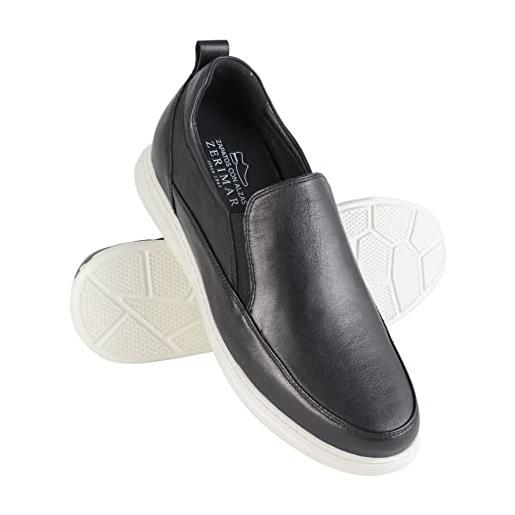 Zerimar scarpe con rialzo per interni in pelle naturale | scarpe con rialzo uomo +6 cm | calzature eleganti per uomo | scarpe eleganti da uomo in pelle | colore nero | taglia 43
