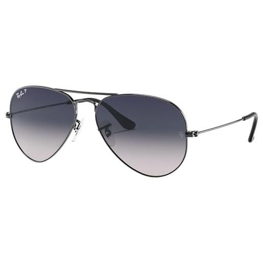 Ray-Ban pilot aviator originale con kit di cura, nero e verde, large 58