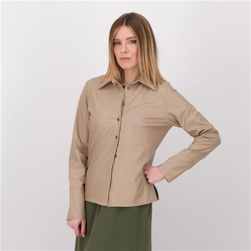 Mama giacca-camicia in tela di viscosa spalmata