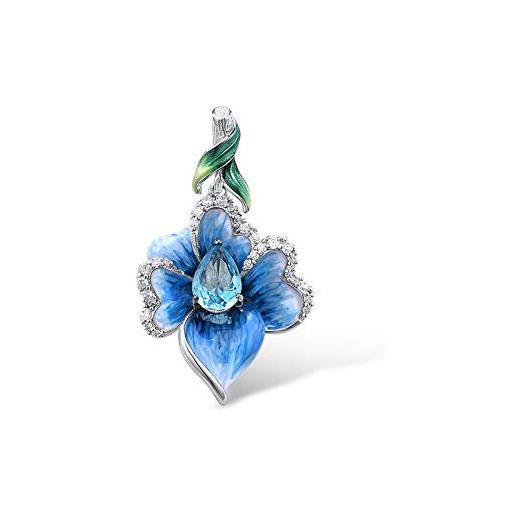 Santuzza ciondolo a forma di cuore in argento sterling 925 squisito blu trifoglio smalto gioielli raffinati per le donne