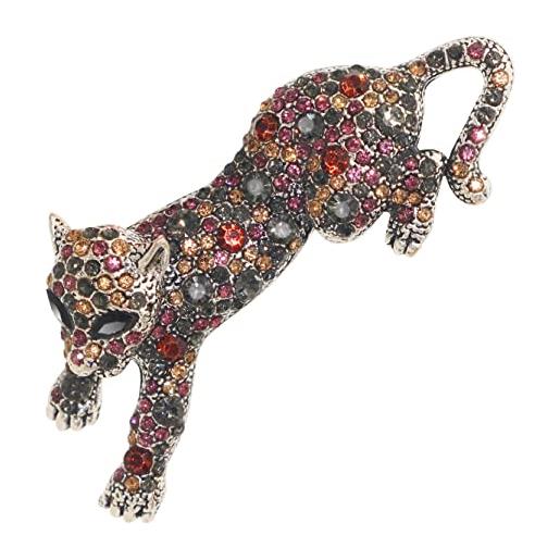 KristLand moda donna uomo vintage spilla leopardata colore pieno strass cristallo animali selvatici corpetto risvolto festa regalo, cristallo