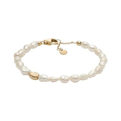 Skagen bracciale da donna agnethe pearl gold in acciaio inox skj1825710, length: 190mm, width: 8.2mm, acciaio inossidabile, senza gemstone