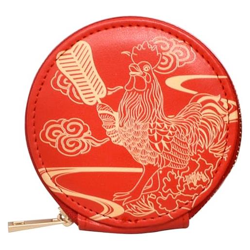 juanxian portamonete feng shui a forma di gallo in portafoglio rosso, amuleto della saggezza cinese, ricchezza, porsperità, successo, rosso, 9.5*9.5*2cm