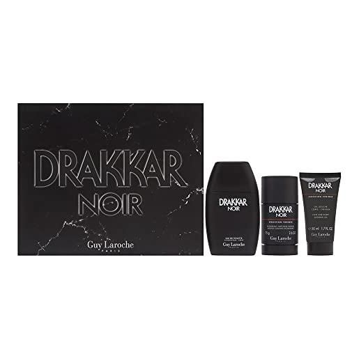 Guy Laroche drakkar noir for men 3 pc gift set 3.4oz edt spray, 2.6oz deodorant stick, 1.7oz shower gel