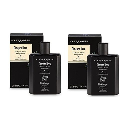 L'erbolario - ginepro nero shampoo doccia energizzante 2 confezioni da 250 ml ● purificante ● idratante ● tonificante