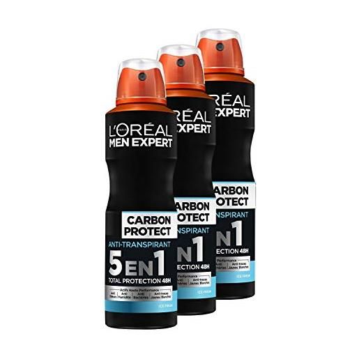L'Oréal Men Expert l' oréal men expert carbon protect ice fresh 5-en-1 spray uomo - set di 3