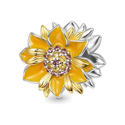 GNOCE fiore ciondolo charms argento 925 dangle bracciali/collana gioielli regalo per le donne ragazze moglie figlia (girasoli)