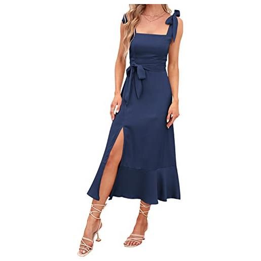 Odizli abito da donna sexy elegante con spaghetti con spacco, abito estivo per feste, abito lungo da sera, blu, s