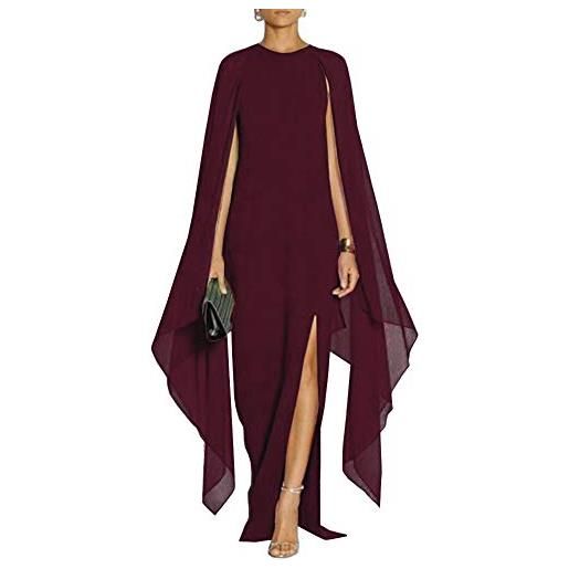 Mayfasey - vestito da sera da donna, elegante, a maniche alte, con mantello - rosso - xl
