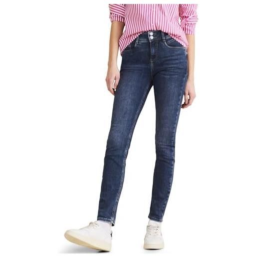 Street One a377242 jeans slim e high, heavy indaco sbiancante, 30w x 28l donna