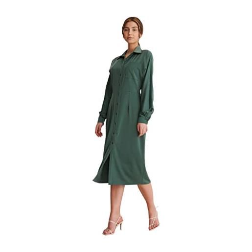 NA-KD buttoned midi dress vestito casual, verde, 52 donna